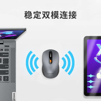 联想（Lenovo） 无线蓝牙双模鼠标 便携办公鼠标 人体工程学设计 适用台式机一体机笔记本平板 Howard黑色