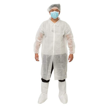 安美尚(ams)一次性无纺布白大褂PP35g扣子款 100件/箱定做不含手套鞋套帽子 XXL