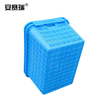 安赛瑞 加厚塑料周转筐 760×545×400mm（一个装）周转箩蔬菜水果箱收纳筐 物流快递分类框 蓝色 24567