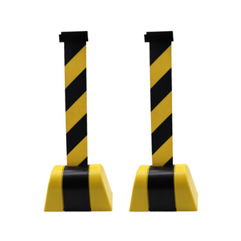 立采 塑料挂壁式警戒线黄黑壳 黄黑相间带 挂墙隔离带伸缩带排队 10米 1个价