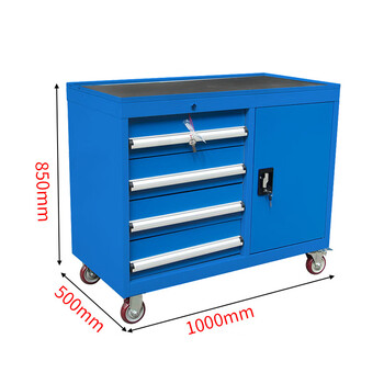 万尊重型工具柜工具车四抽一门移动式车间件分类柜储物柜WZ-GJC-Z04M