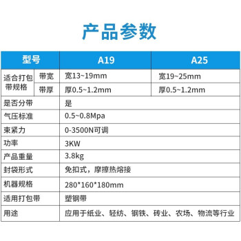 伏兴 手提式气动打包机 免扣式热熔捆扎机拉紧器 适合宽13~19mm打包带 A19