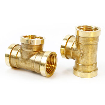 冰禹 BY-7060 黄铜内丝三通接头（5个）管道铜接头 五金水暖配件 4分内牙三通 方体DN15 75克