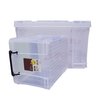 元汗691密封塑料收纳箱50cm*38cm*31cm 2个 透明衣物整理箱玩具储物箱搬家打包箱 定制