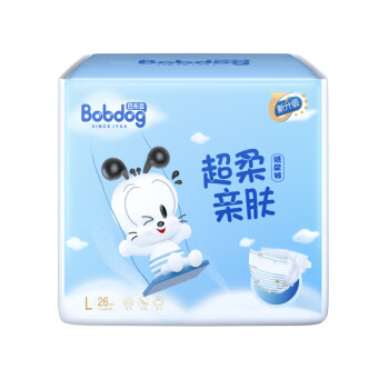 巴布豆BOBDOG超柔亲肤婴儿纸尿裤L26片(9-14Kg)