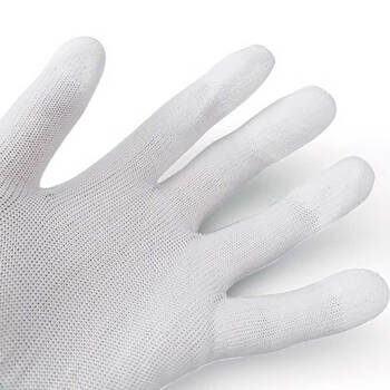 汉盾（HANDUN) HD-GP5014 13针涤纶PU涂指透气防滑耐磨工作手套 白色 独立装10付 1打