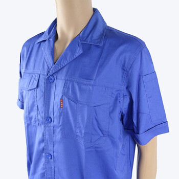 理联 LN-6008D 春秋款劳保工作服 短袖 蓝色 XL