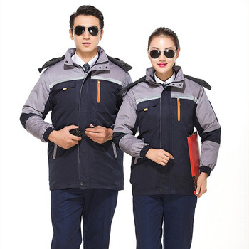 者也（ZYE）保暖反光工程服棉服冷库棉袄劳保服秋冬工作服（可拆卸棉胆） 藏蓝+桔 160码