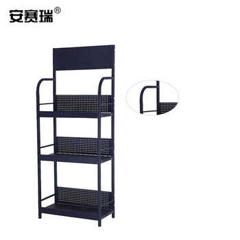 安赛瑞 轻型小货架（三层）机油配件展示架 超市便利店置物架展销架 润滑油金属货架 黑色 28383