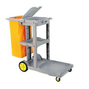 超宝（CHAOBAO）D-11-1 多用途带盖清洁手推车 灰色 垃圾收集车 保洁车布草车物业商场酒店客房服务车