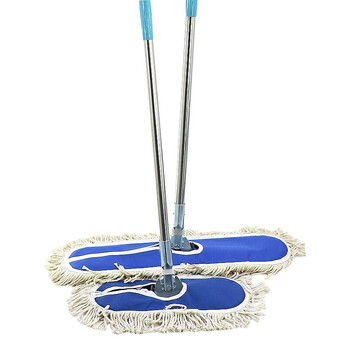 冰禹 BY-638 尘推平板拖把排拖 蓝白色60CM整套带杆 办公室家政工厂车间商场保洁吸水去污可拆卸(1个装)BY-638 