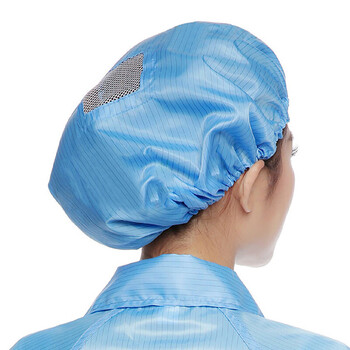 者也（ZYE）10个防静电帽工作帽松紧帽无尘车间电子厂男女蓝白色工业食品厂卫生防尘无尘帽 蓝色