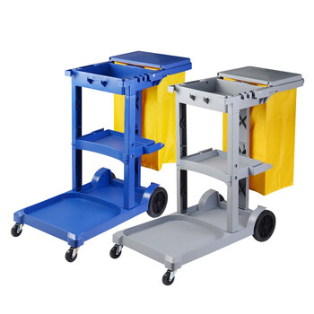 白云清洁（baiyun cleaning）AF08170A 多用途清洁杂物车 物业酒店清洁手推车 灰色带盖