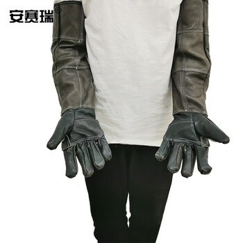 安赛瑞 头层牛皮防咬手套 宠物防抓防咬防口水动物宠物喂药打针灵活手套 28283