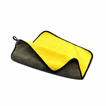 劳保佳 超细纤维加厚洗车毛巾 高密珊瑚绒毛巾 黄灰色 高密款30×30【约50克】