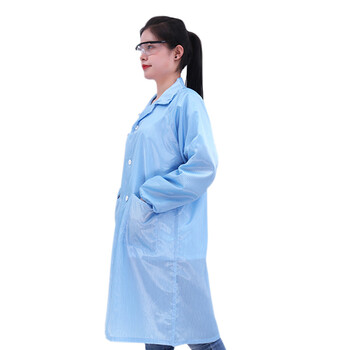 上柯 B2080 防护服大褂 无尘服洁净服防尘衣白色蓝色电子厂无尘衣长款 蓝色 XXL码