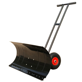 者也 手推式铲雪铲 轮式铲雪车铲雪板推雪板推雪铲扫雪抛雪机 双杆76*46*18CM 预售