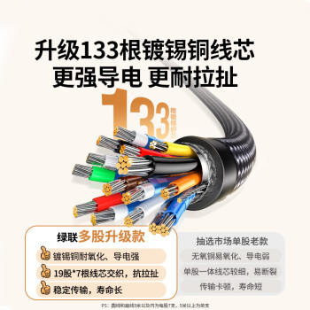 绿联 HDMI线2.0版 4k数字高清线 3D视频线 笔记本电脑机顶盒连接电视投影仪显示器数据连接线 3米40411