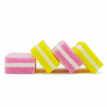 兰诗（LAUTEE）QJK-005 多功能百洁块 清洁海绵百洁布 夹层百洁布—4片装颜色随机