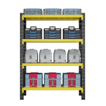 知旦中型货架ZD8183车间置物架仓储货架1500*600*2000mm承重200kg/层黑黄色