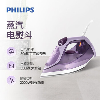 飞利浦（PHILIPS）蒸汽电熨斗家用 大容量水箱 2000W陶瓷底板DST6002/38