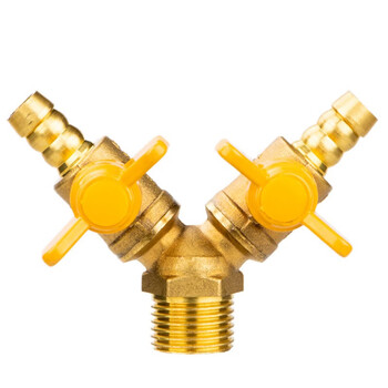 冰禹 BY-7058 加厚黄铜双叉燃气阀 4分三通羊角阀 内外丝Y型燃气阀球阀 2咀1外三通阀