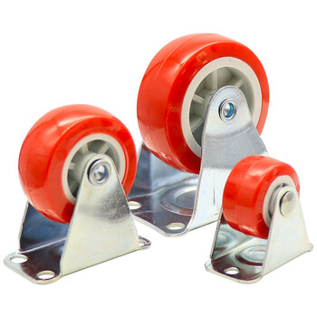 海斯迪克 HK-5022 红色pp肥仔脚轮 轻型家具推车板车工业轻型机械定向小轮子 1.5寸定向轮（4个）