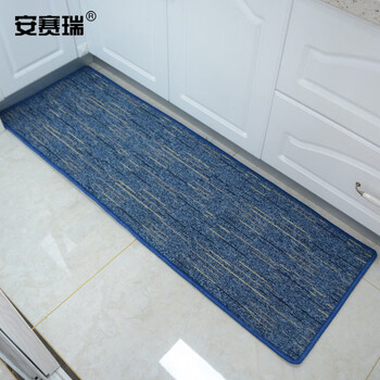 安赛瑞 厨房地垫 洗手间浴室防滑垫 50×150cm 长条地毯脚垫门垫 吸水脚垫 条纹蓝色700638