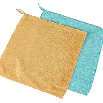 益美得 DA1080 清洁方巾挂钩超细纤维毛巾清洁手帕 紫色 30*30cm10条装