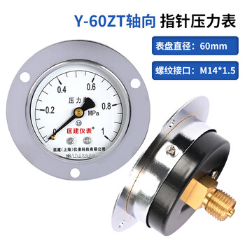 匡建仪表（CONJANT）Y-60ZT压力表轴向带边 水压油压液压表 高精度压力表 M14*1.5螺纹 0-1MPa