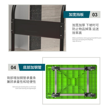 知旦ZD8192手推车绿色70*47cm车间库房搬运车手拉车承重300斤4寸轻音轮