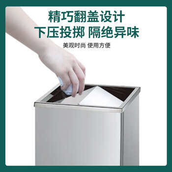 亿丽佳不锈钢垃圾桶大号带盖圆形垃圾筒电梯口港式翻盖摇盖垃圾箱
