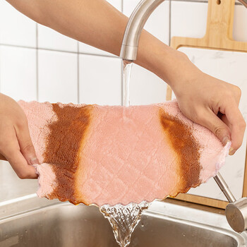 海斯迪克 HK-850 双色吸水抹布（10块）厨房不沾油洗碗布 双层加厚清洁巾25*25cm