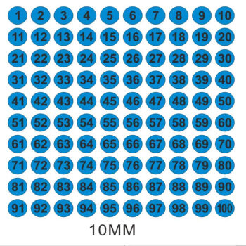 飞尔（FLYER）数字贴纸 不干胶贴纸 序号编号工号标签【蓝底黑字连号10mm直径 100贴100张/包】	