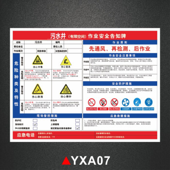 冷库污水处理池安全警示标识牌yxa07污水井告知牌pvc塑料板30x40cm