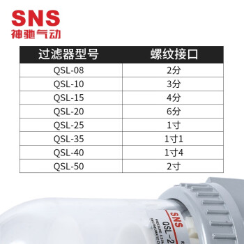 SNS神驰气动QSL系列 空气过滤器 油水分离器 气源处理件排水器 QSL-15