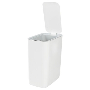 兰诗（LAUTEE）LK1014 垃圾桶智能感应踢踢式窄卫生间带盖防臭异味纸篓夹缝卫生桶 10L深灰色条形 电池款