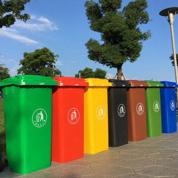 JN JIENBANGONG 垃圾桶 大号带盖户外分类垃圾桶100升加厚掀盖带轮垃圾桶 黄色
