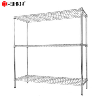 川井（WELLAND）网层货架 三层线网镀铬置物架工业级电镀线棒收纳储物架 单层承重250kg  150*35*120cm