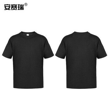 安赛瑞 短袖棉T恤衫  T恤工作服 文化衫短袖T恤衣服 聚会团队服广告衫 L码 黑色 13597