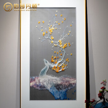 伯莎丹顿苏绣成品挂画新中式纯手工刺绣画家居玄关走廊轻奢唯美实木带