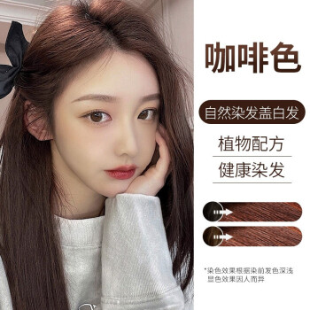 染发剂彩色盖白发天然植物流行潮色染发染头发膏栗棕色咖啡色易上色不