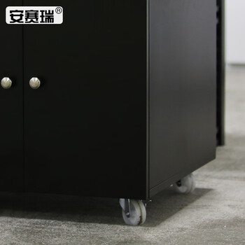 安赛瑞 钢制打印机柜 打印机架 260高款 带轮可移动打印机复印机底柜 复印机放置柜 黑色 700396