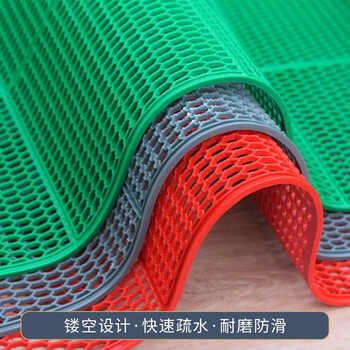 靓派 LIANGPAI 牛筋六角网格镂空防滑垫 游泳池卫生间隔水垫子可裁剪 1.2*15m/卷