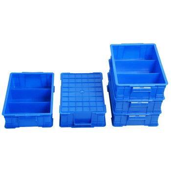 上柯 G6002 蓝色周转箱 收纳格子箱塑料盒子加厚仓库胶框物流箱子 3格358X238X97mm