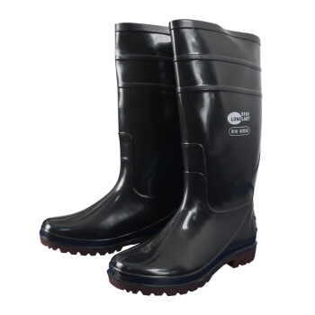 朗莱斯特耐酸碱防化水鞋 劳保胶鞋高筒雨靴LL-1-05 43码 黑色 1双