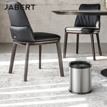 嘉佰特JABERT 不锈钢垃圾桶 厨房酒店卫生间无盖压圈商用立式 10L不锈钢拉丝 700851