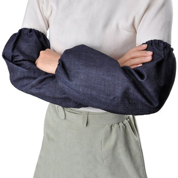 安美尚(ams)牛仔布袖套 劳保电焊工业工作耐磨防污手臂护袖 美的定做 100付 均码