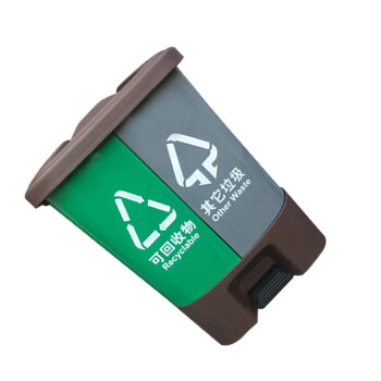 苏识 YJ-A139 户外双桶脚踏式连体可回收环卫四色分类垃圾箱 20L 绿灰分类桶