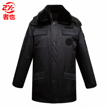 者也 保安大衣加厚保安服大衣冬装棉衣加长反光多功能防寒服工作服物业保安棉服 特勤棉服 175码